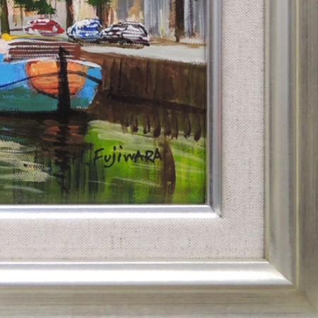 絵画 油絵 アムステルダムの運河 F30号 （藤原英信） 【肉筆