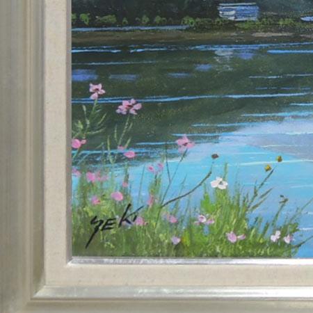 肉筆油絵(額付き)  河口湖の夕暮　　1986   汪 肉筆油絵(額付き) 河口湖の夕暮 1986 汪