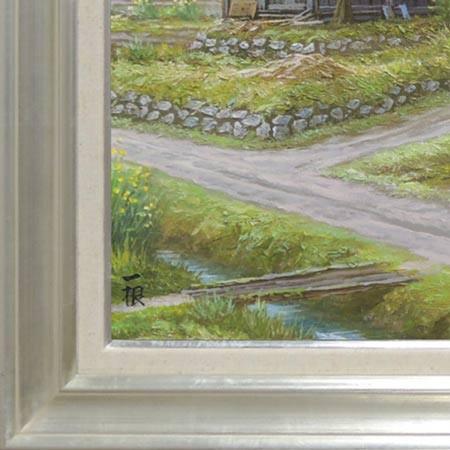 絵画 油絵 春の丹波路 F20号 （猿渡一根） 【海・山】【肉筆】【油絵