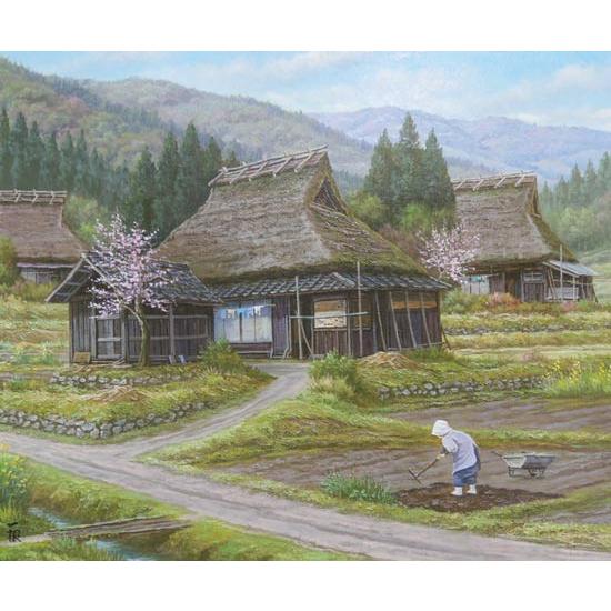 絵画 油絵 春の丹波路 F20号 （猿渡一根） 【海・山】【肉筆】【油絵