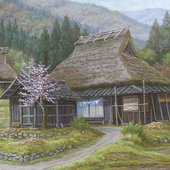 絵画 油絵 春の丹波路 F20号 （猿渡一根） 【海・山】【肉筆】【油絵  