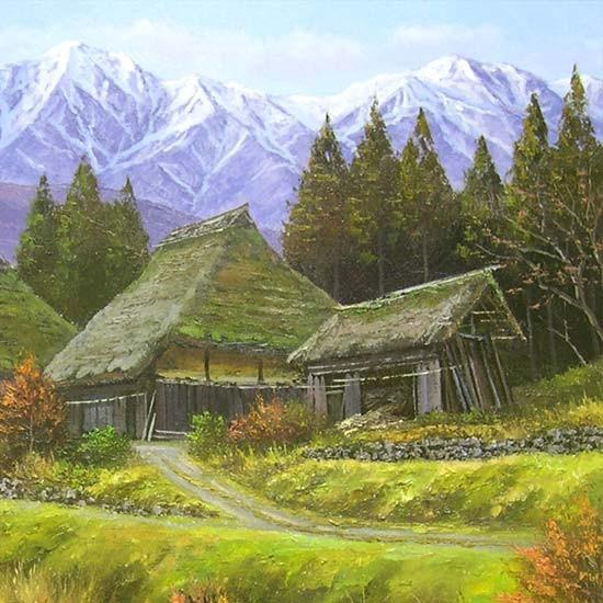 絵画 油絵 山村清流 F50号 （関健造） 【海・山】【肉筆】【油絵