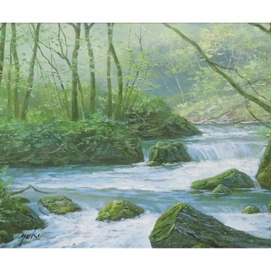 絵画 油絵 奥入瀬渓流 F50号 (関健造) 【海・山】【肉筆 絵画 油絵 奥入瀬渓流 F50号 (関健造) 【海・山】【肉筆