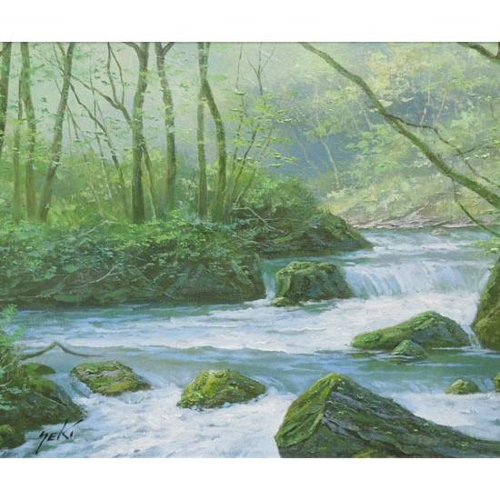 絵画　油絵　奥入瀬渓流　F50号　（関健造）　　【海・山】【肉筆】【油絵】【日本の風景】【大型絵画】｜kakejiku｜04