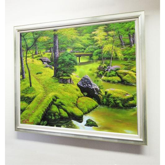 絵画 油絵 苔寺(西芳寺) F50号 (堤照男) 【肉筆】【油絵 絵画 油絵 苔寺(西芳寺) F50号 (堤照男) 【肉筆】【油絵