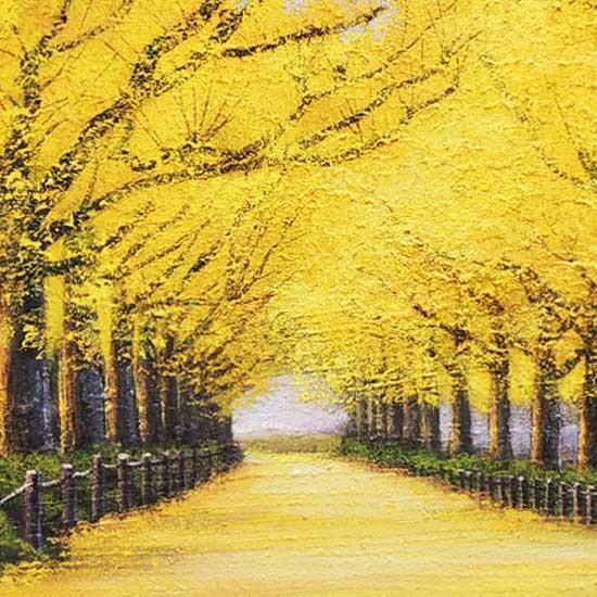 絵画 油絵 神宮外苑いちょう並木 F50号 (木村由記夫) 【肉筆 絵画 油絵 神宮外苑いちょう並木 F50号 (木村由記夫) 【肉筆