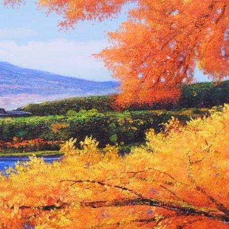 絵画 油絵 富士に紅葉 F30号 （木村由記夫） 【肉筆】【油絵