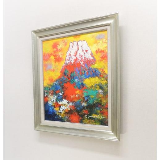 絵画 油絵 赤富士 縦 F20号 （山下時雄） 【肉筆】【油絵】【富士