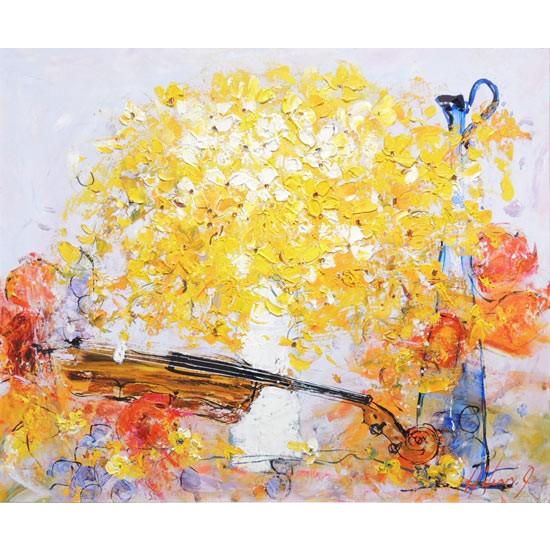 絵画 油絵 花とバイオリン F20号 (池田秀郎) 【肉筆】【油絵 絵画 油絵 花とバイオリン F20号 (池田秀郎) 【肉筆】【油絵
