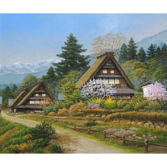 絵画 油絵 富山県五箇山 F20号 (四方道夫) 【海・山】【肉筆 絵画 油絵 富山県五箇山 F20号 (四方道夫) 【海・山】【肉筆