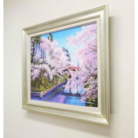絵画 油絵 弘前城の桜 F30号 （木村由記夫） 【肉筆】【油絵】【日本の