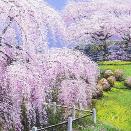 絵画 油絵 三春滝桜 F20号 (木村由記夫) 【肉筆】【油絵 絵画 油絵 三春滝桜 F20号 (木村由記夫) 【肉筆】【油絵