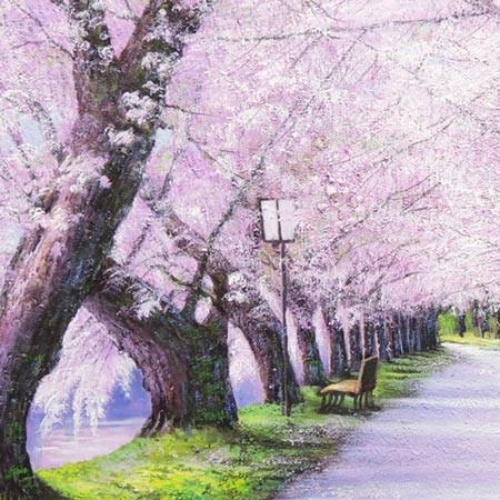 絵画 油絵 北上桜 F30号 （木村由記夫） 【肉筆】【油絵】【日本の風景