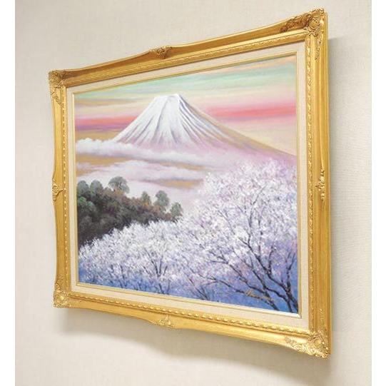 絵画 油絵 金富士と桜 F20号 (岡島哲夫) 【肉筆】【油絵 絵画 油絵 金富士と桜 F20号 (岡島哲夫) 【肉筆】【油絵