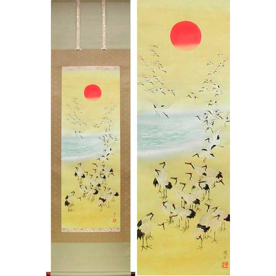 ⑬群鶴 北村晴方 掛け軸 掛け軸 千羽鶴 （北村晴方） 【掛軸】【一間床・半間床】【松竹梅鶴亀