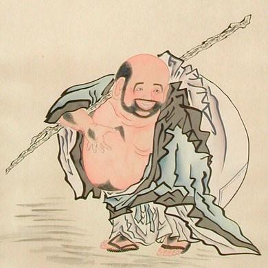 掛け軸 川渡布袋図 【掛軸】【一間床・半間床】【七福神】 : 掛け軸