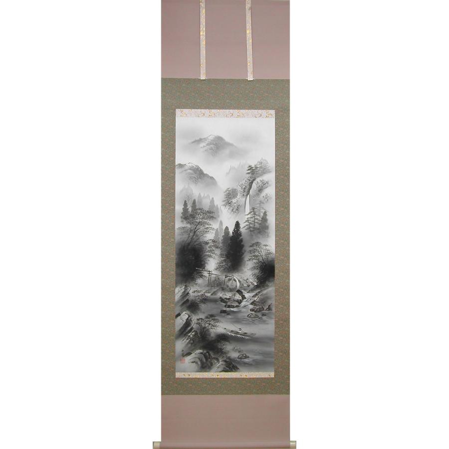 水墨画 山水画 竹ノ風景画 掛け軸 壁掛け飾り 掛け軸 水墨山水 （鈴木竹甫） 【掛軸】【一間床・半間床】【山水