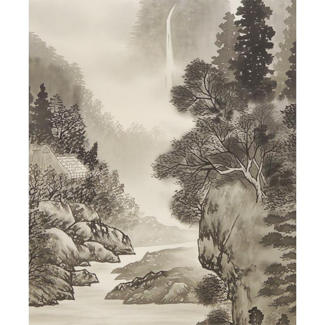 冬の風景 水墨画 掛軸 掛け軸-秋冬山水図（冬）／雪舟(尺五立) 水墨山水画 床の間 和室
