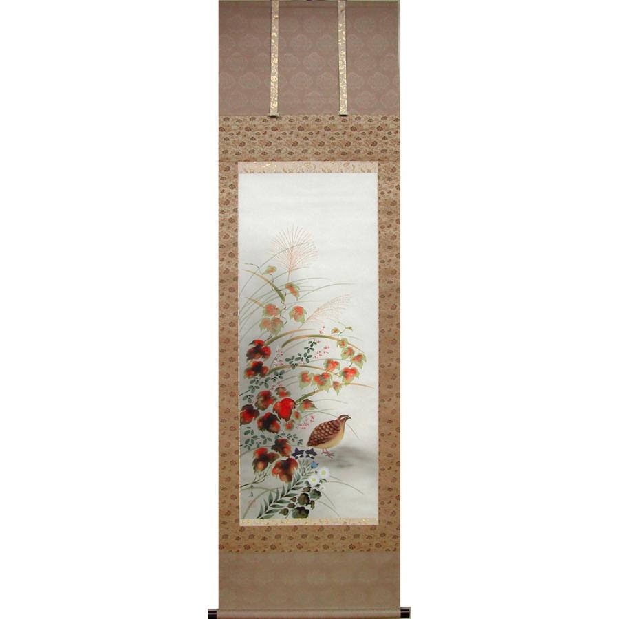 掛け軸　秋草　(中村竹庭)　（掛軸小物なし)　　【掛軸】
