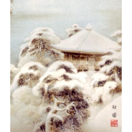 掛け軸 彩色山水 (有馬荘園) 掛軸 : 掛け軸・絵画の専門店 掛軸堂画廊