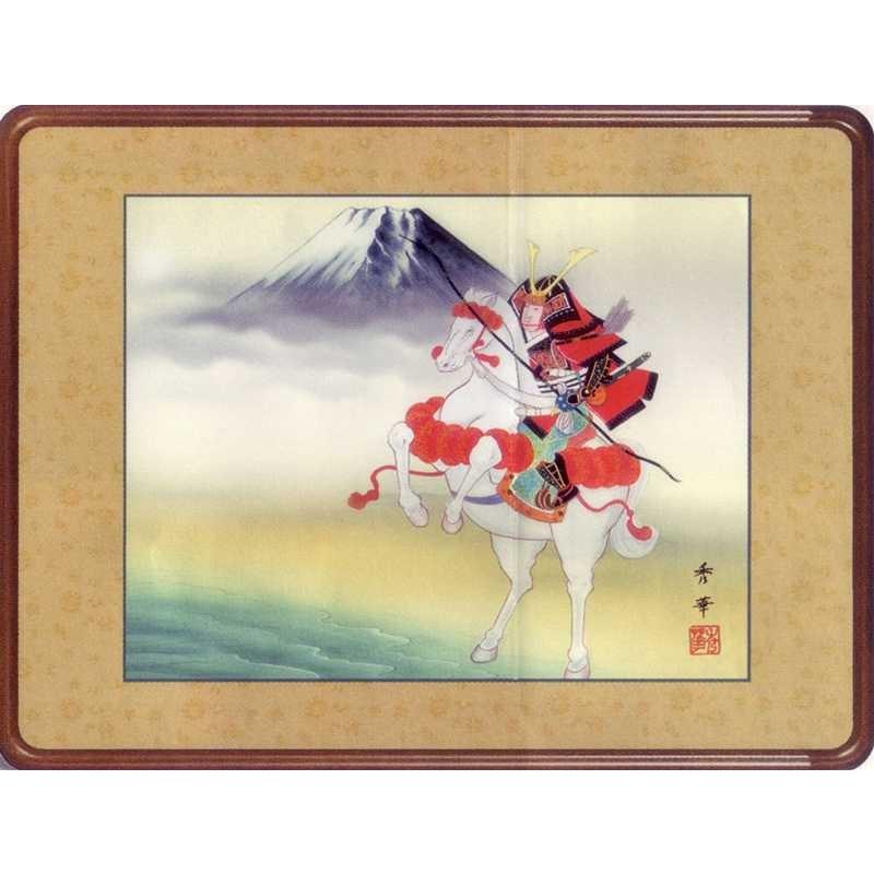 絵画(和装額)　武者と富士　(野川秀華)　