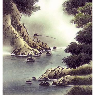 掛け軸　幽山渓谷　(鈴村秀山)　　掛軸_1