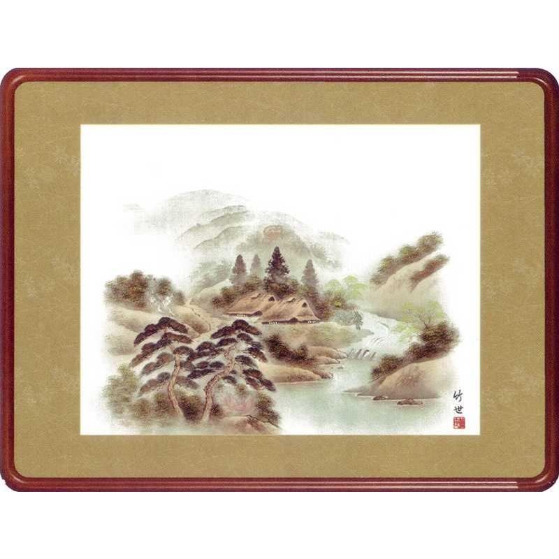 絵画(和装額)　風水四神山水図　(田村竹世)　