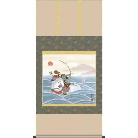 掛け軸　波上武者　(香山緑翠)　　掛軸