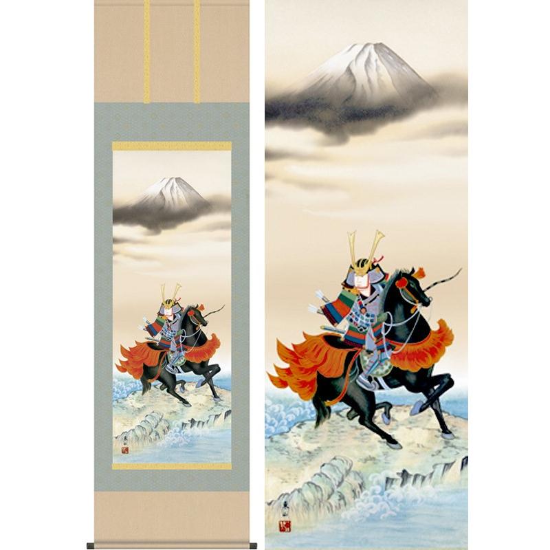 掛け軸 馬上武者 (榎本東山) 掛軸 : 掛け軸・絵画の専門店 掛軸堂画廊