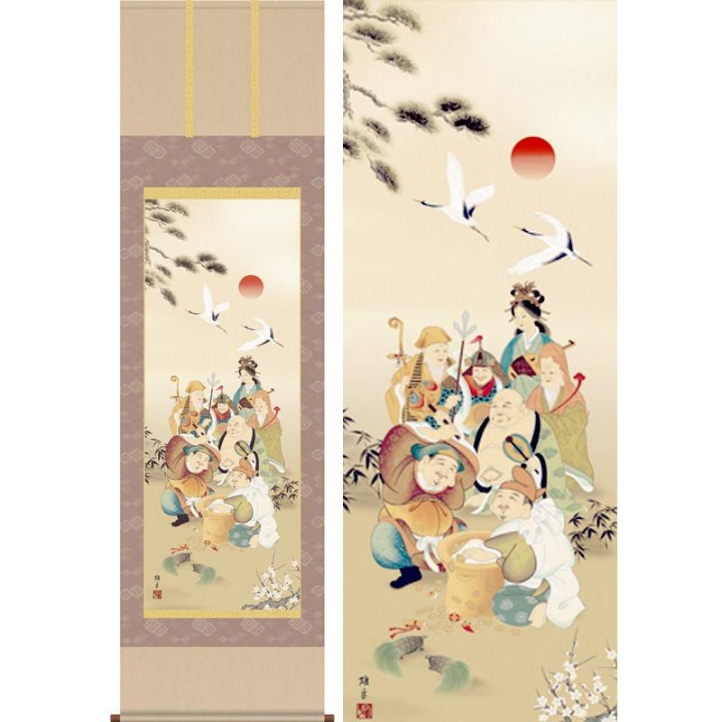 掛け軸 七福神 (鵜飼雄平) 掛軸 : 掛け軸・絵画の専門店 掛軸堂画廊