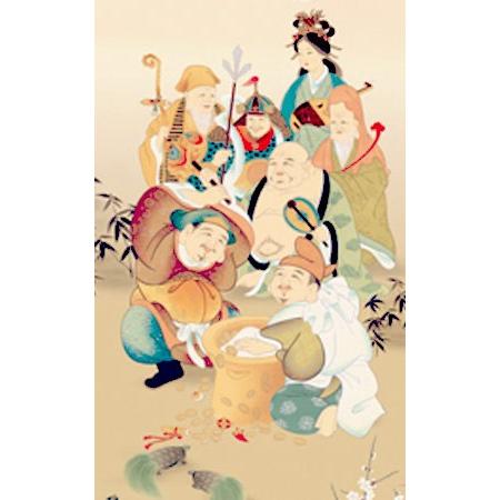 掛け軸 七福神 (鵜飼雄平) 掛軸 : 掛け軸・絵画の専門店 掛軸堂画廊