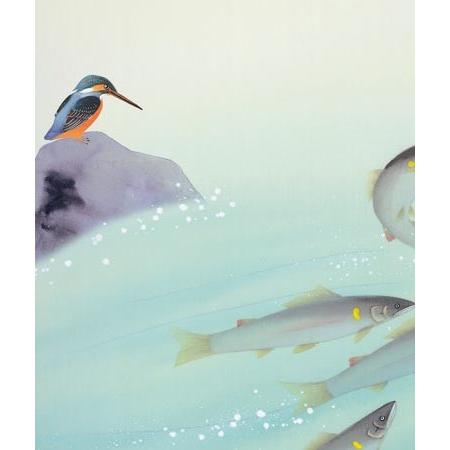 掛け軸 鮎に翡翠 (田村竹世) 掛軸 : 掛け軸・絵画の専門店 掛軸堂画廊