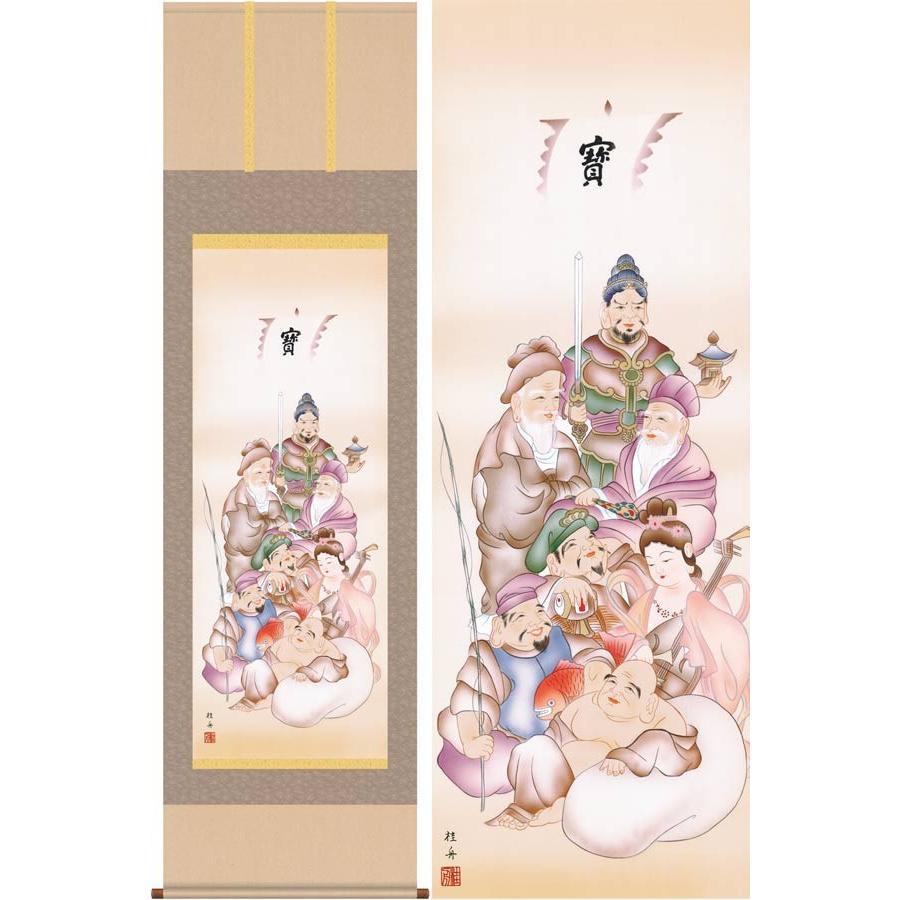 掛け軸 七福神 (長江桂舟) 掛軸 : 掛け軸・絵画の専門店 掛軸堂画廊