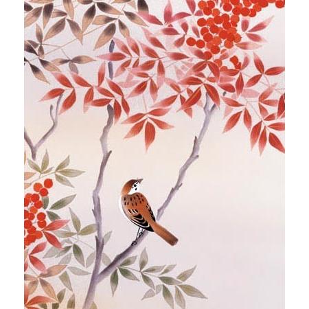 掛け軸 南天に雀 (長江桂舟) 掛軸 : 掛け軸・絵画の専門店 掛軸堂画廊