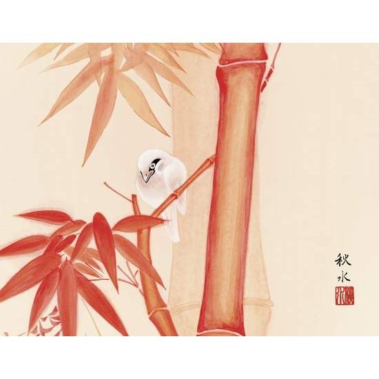 額装 朱竹に小鳥 (浮田秋水) : 掛け軸・絵画の専門店 掛軸堂画廊