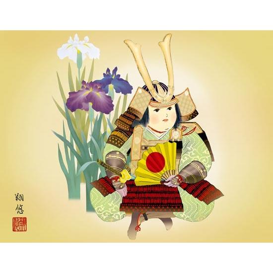 絵画（和装額） 武者と菖蒲 (工藤翔悠) : 掛け軸・絵画の専門店 掛軸堂