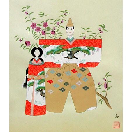 掛け軸 立雛 (中山甚) （掛軸小物なし） 【掛軸】 : 掛け軸・絵画の