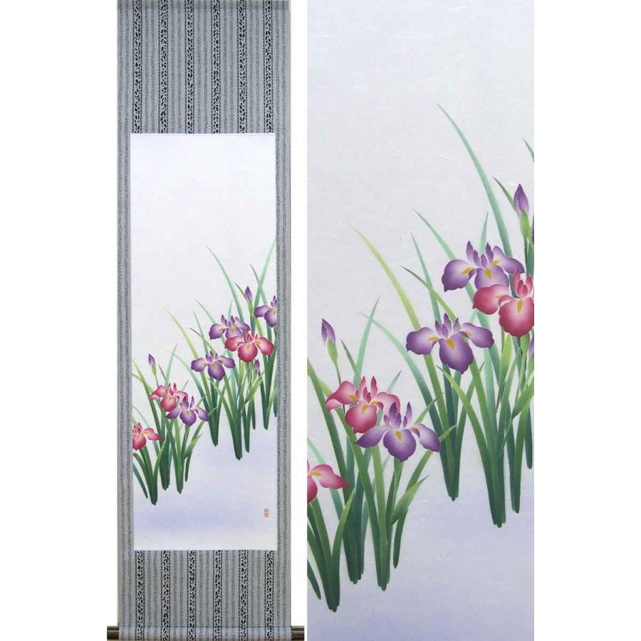 掛け軸 菖蒲 （南川康夫）（掛軸小物なし） 【掛軸】 : 掛け軸・絵画の