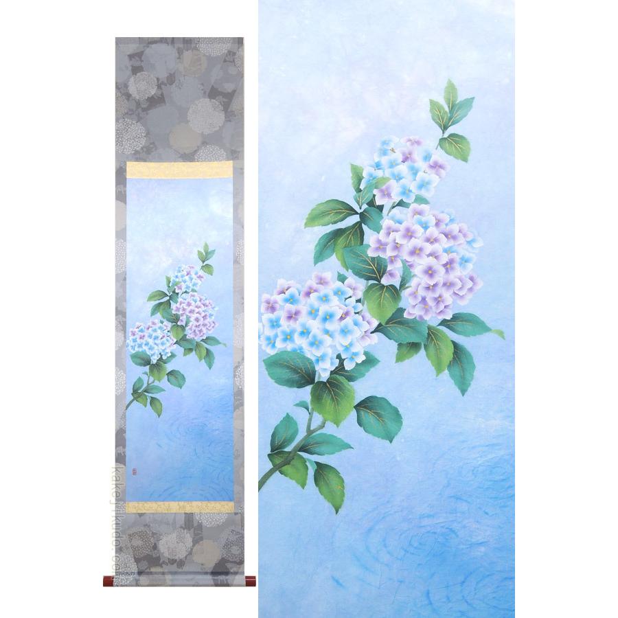 掛け軸　紫陽花　（南川康夫）　（掛軸小物なし）　　【掛軸】
