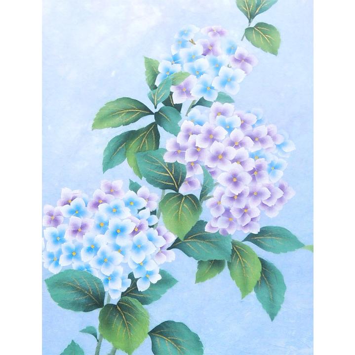 掛け軸 紫陽花 （南川康夫） （掛軸小物なし） 【掛軸】 : 掛け軸