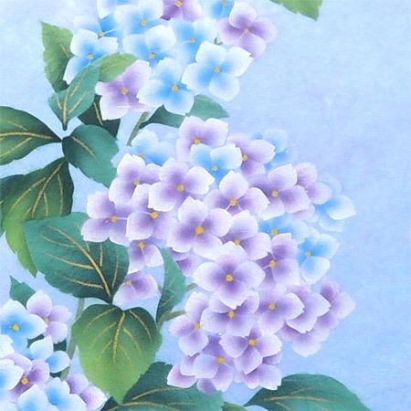 掛け軸 紫陽花 （南川康夫） 【掛軸】【半間床】【夏】 : 掛け軸・絵画