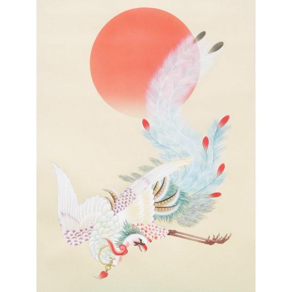 掛け軸 二重橋鳳凰之図 (川村観峰) （掛軸小物なし） 【掛軸