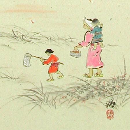 掛け軸 夕焼け (江崎順造) （掛軸小物なし) 【掛軸】 : 掛け軸・絵画の