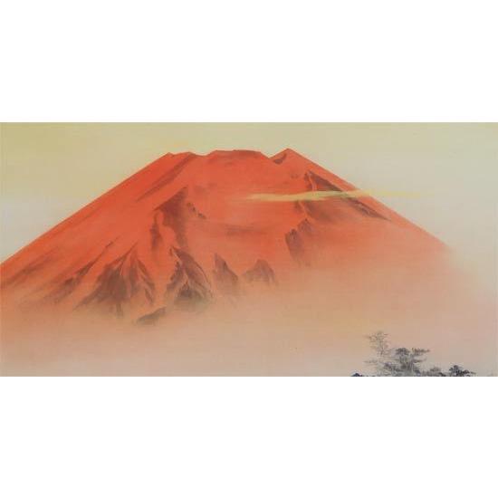 掛け軸 赤富士 (中沢勝) （掛軸小物なし） 【掛軸】 : 掛け軸