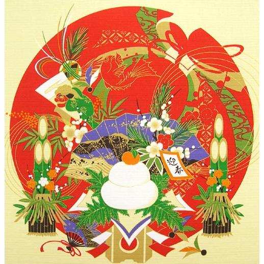 押し絵、タペストリー、額飾り、「迎春」、チャ モダン掛け軸 タペストリー 迎春 （掛軸小物なし） 【掛軸】 : 掛け軸