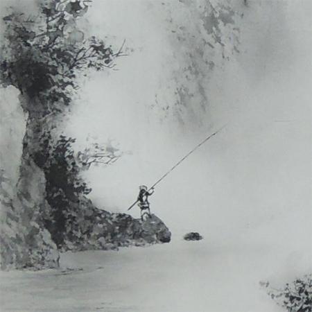 掛け軸 水墨山水 (中沢樹芳) （掛軸小物なし） 【掛軸】 : 掛け軸