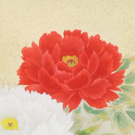 掛け軸 牡丹 （三宅和光） 【掛軸】【一間床】【丈の短い掛軸】【夏