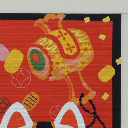 モダン掛け軸 開運のタペストリー 招き猫 （掛軸小物なし） 【掛軸