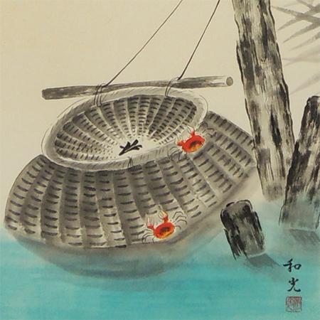 掛け軸　かわせみ（翡翠）（三宅和光）【掛軸】【一間床・半間床】【夏】