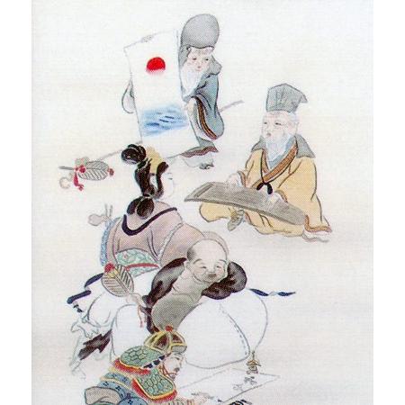 掛け軸 七福神 (伊藤香川) 【掛軸】【一間床・半間床】【七福神